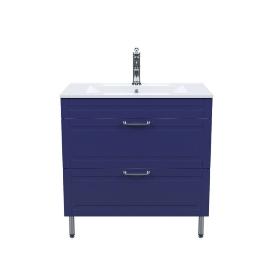 Тумба с раковиной Iddis Oxford OXF80N0i95K, 80 см, напольная, синий