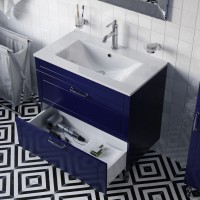 Тумба с раковиной Iddis Oxford OXF80N0i95K, 80 см, напольная, синий