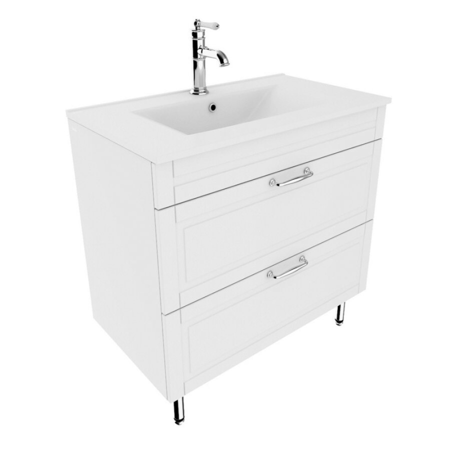 Тумба с раковиной Iddis Oxford 80 см напольная, белая, OXF80W0i95K