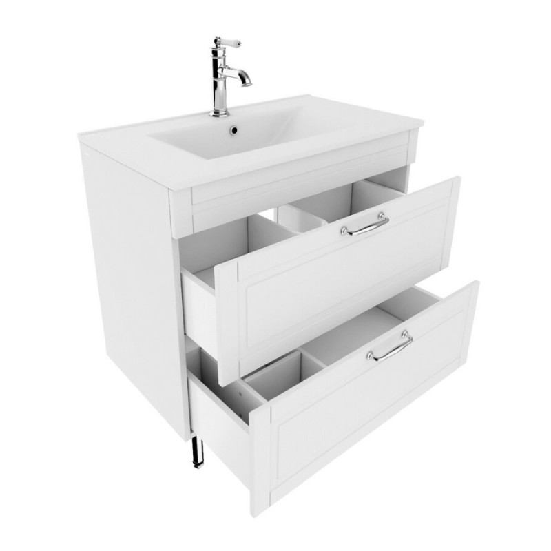 Тумба с раковиной Iddis Oxford 80 см напольная, белая, OXF80W0i95K