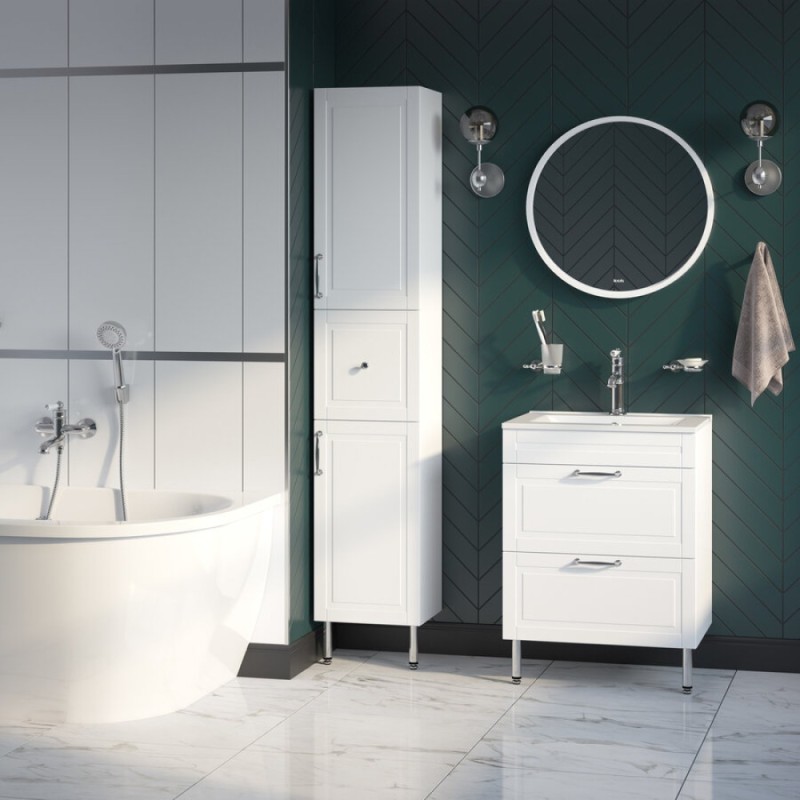 Тумба с раковиной Iddis Oxford 80 см напольная, белая, OXF80W0i95K