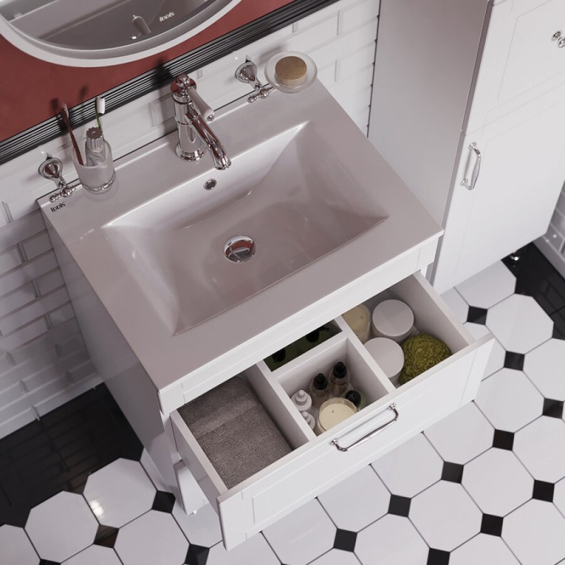Тумба с раковиной Iddis Oxford 80 см напольная, белая, OXF80W0i95K