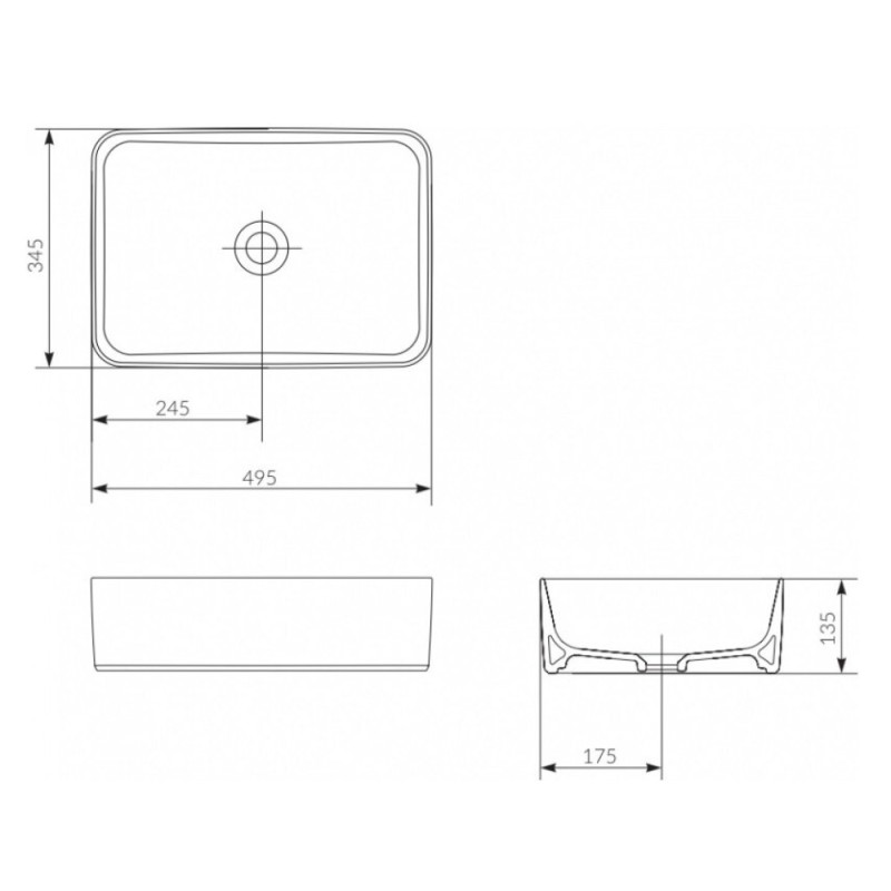 Раковина Cersanit Crea Rectangular P-UM-CRE50/1-oc-RC 50 см, прямоугольная, белый, 60787