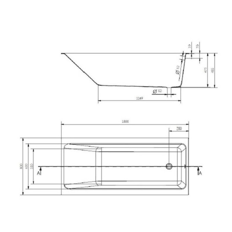 Ванна акриловая Cersanit Crea 180 x 80 см P-WP-CREA*180NL, без гидромассажа, белая