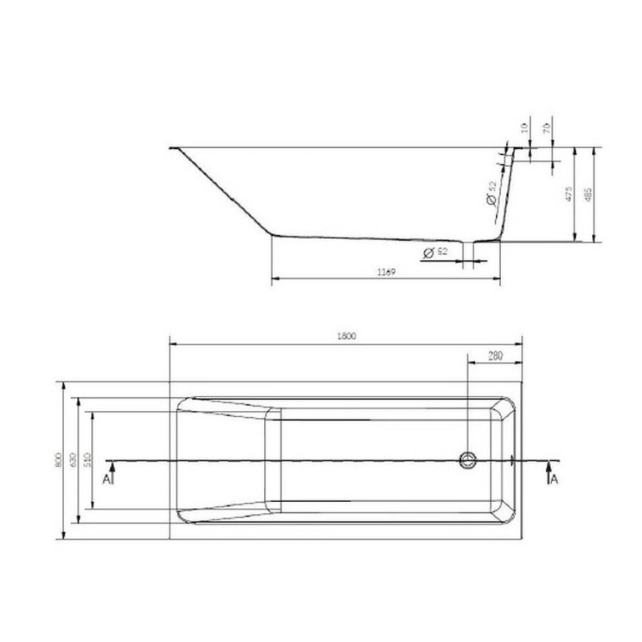 Ванна акриловая Cersanit Crea 180 x 80 см P-WP-CREA*180NL, без гидромассажа, белая