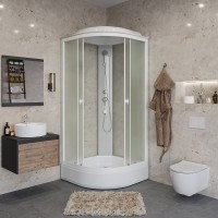 Душевая кабина Niagara Promo P100/26/MT, 100 x 100 см, с крышей, стекло матовое, профиль белый