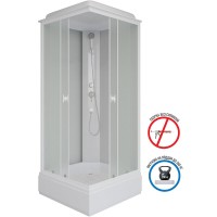Душевая кабина Niagara Promo P100/26Q/MT, 100 x 100 см, с крышей, стекло матовое, профиль белый