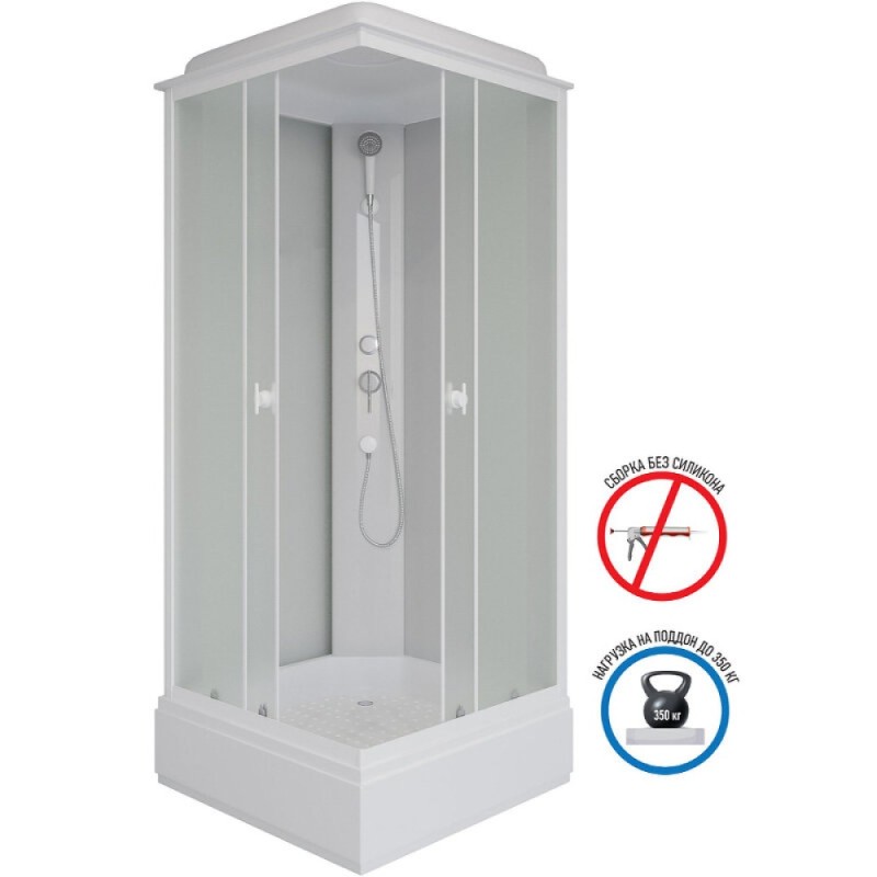 Душевая кабина Niagara Promo P100/26Q/MT, 100 x 100 см, с крышей, стекло матовое, профиль белый