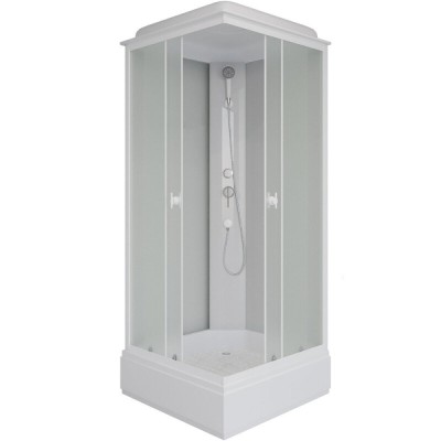 Душевая кабина Niagara Promo P100/26Q/MT, 100 x 100 см, с крышей, стекло матовое, профиль белый