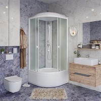 Душевая кабина Niagara Promo 100 x 100, высокий поддон, профиль белый, стекло матовое, P100/40/MT