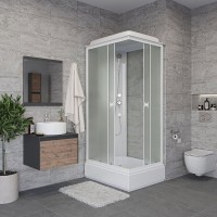 Душевая кабина Niagara Promo P100/80/26Q/MT, 80 x 100 см, с крышей, стекло матовое, профиль белый