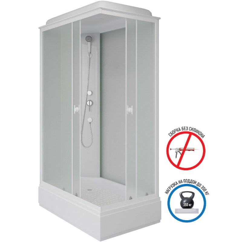 Душевая кабина Niagara Promo P100/80/26Q/MT, 80 x 100 см, с крышей, стекло матовое, профиль белый