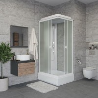 Душевая кабина Niagara Promo P110/80/26Q/MT, 80 x 110 см, с крышей, стекло матовое, профиль белый