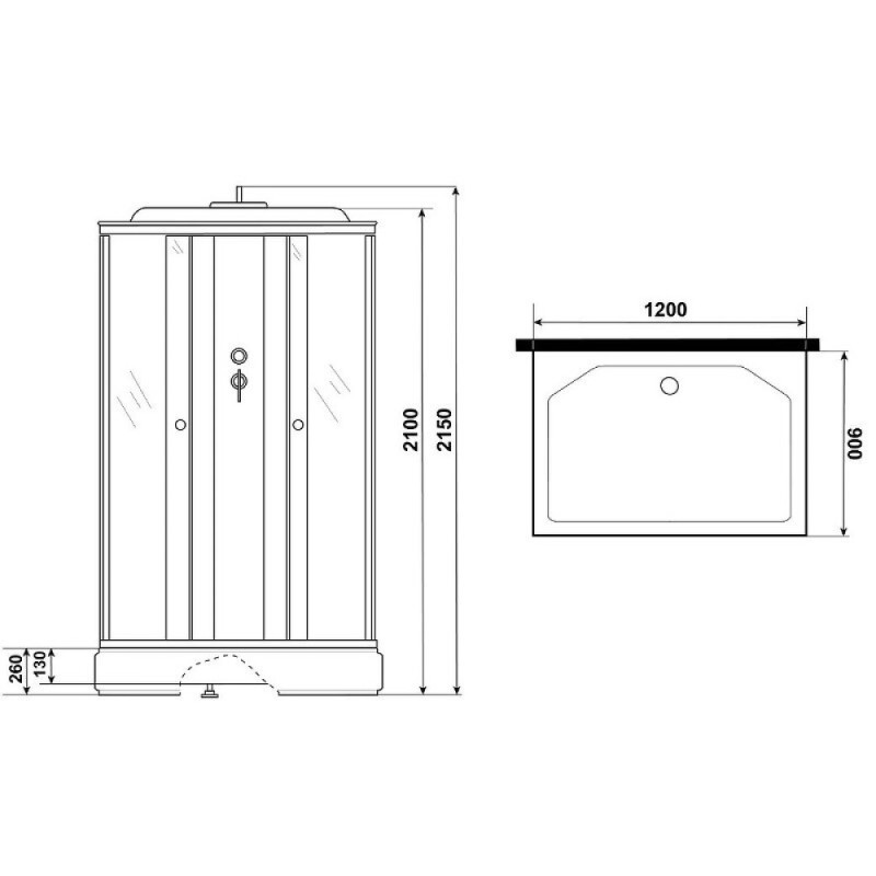 Душевая кабина Niagara Promo P120/90/26Q/MT, 90 x 120 см, с крышей, стекло матовое, профиль белый