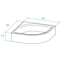 Душевой поддон Iddis P29W 90 x 90 x 17 см четверть круга, акрил, белый