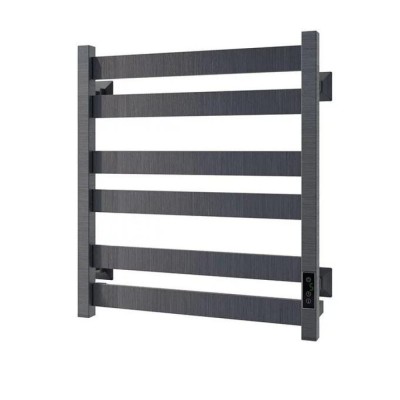 Полотенцесушитель электрический Veconi Piatto P6050GR, ширина 50 см, высота 60 см, диммер справа, графит брашинг