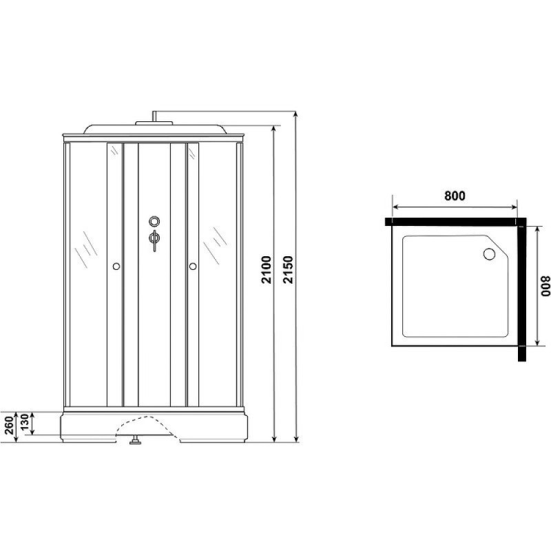 Душевая кабина Niagara Promo P80/26Q/MT, 80 x 80 см, с крышей, стекло матовое, профиль белый