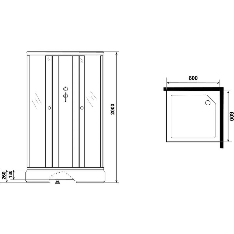 Душевая кабина Niagara Promo P80/26Q/MT/BK, 80 x 80 см, стекло матовое, профиль белый