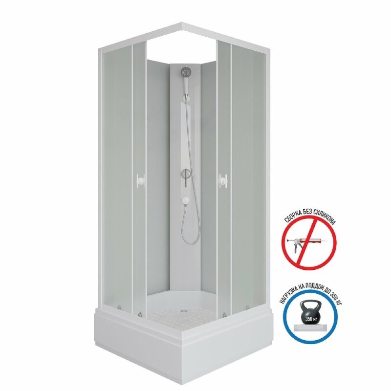 Душевая кабина Niagara Promo P80/26Q/MT/BK, 80 x 80 см, стекло матовое, профиль белый