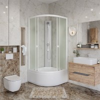 Душевая кабина Niagara Promo 80 x 80, высокий поддон, профиль белый, стекло матовое, P80/40/MT/BK