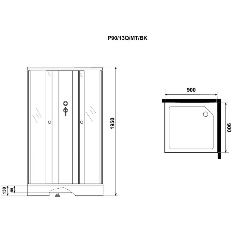 Душевая кабина Niagara Promo P90/13Q/MT/BK, 90 x 90 см, стекло матовое, профиль белый