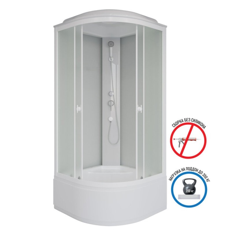 Душевая кабина Niagara Promo P90/40/MT, 90 x 90 см с высоким поддоном, профиль белый, стекло матовое