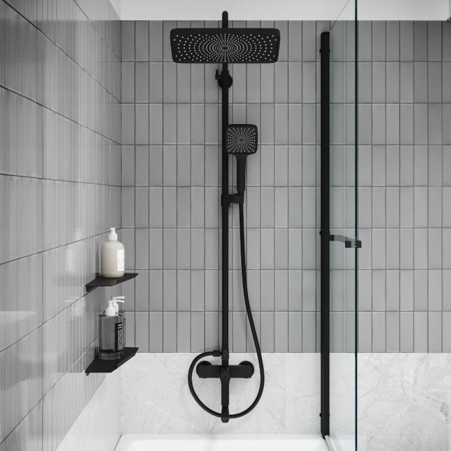 Душевая система Iddis Parker PARBL3Fi06, с изливом, черный матовый