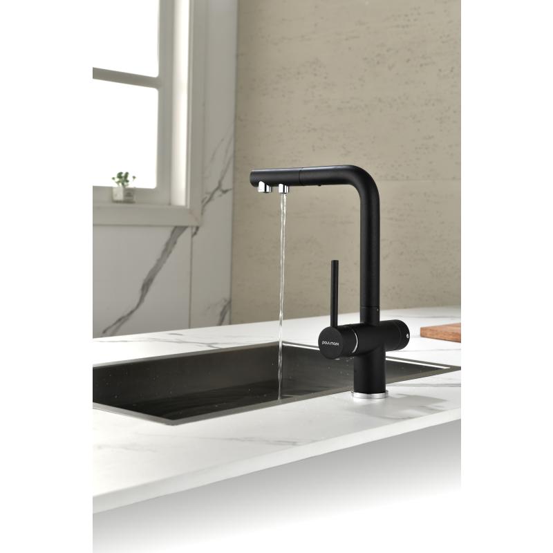 Смеситель для кухни Paulmark Serpentine Se213222-418 Черный металлик