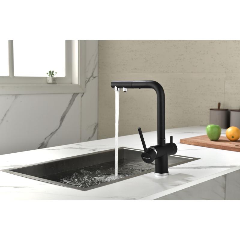 Смеситель для кухни Paulmark Serpentine Se213222-418 Черный металлик