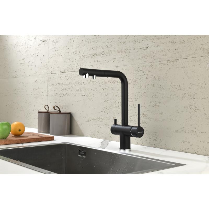 Смеситель для кухни Paulmark Serpentine Se213222-418 Черный металлик