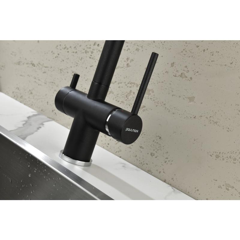 Смеситель для кухни Paulmark Serpentine Se213222-418 Черный металлик