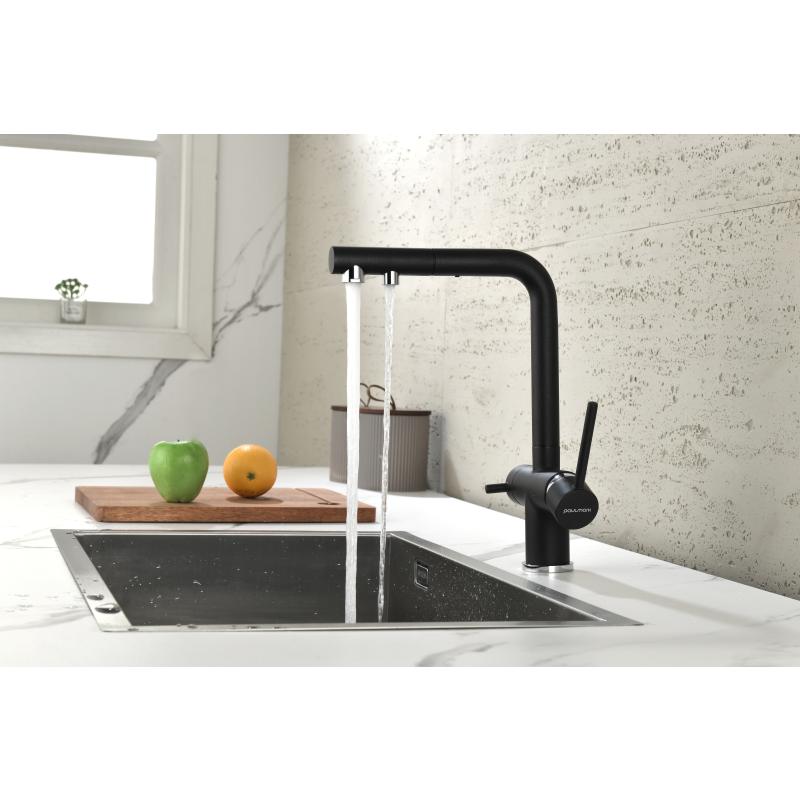 Смеситель для кухни Paulmark Serpentine Se213222-418 Черный металлик