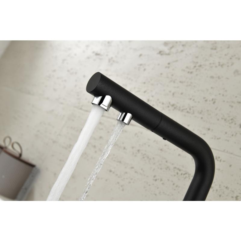 Смеситель для кухни Paulmark Serpentine Se213222-418 Черный металлик