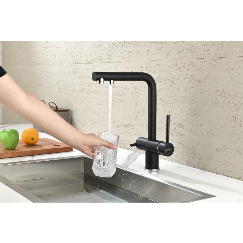 Смеситель для кухни Paulmark Serpentine Se213222-418 Черный металлик