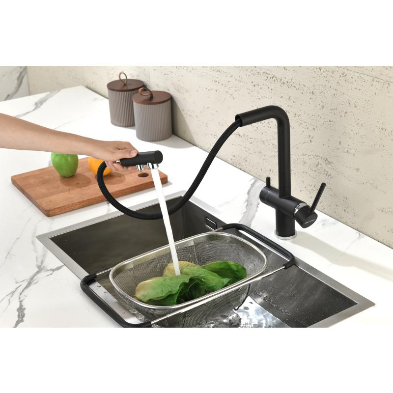 Смеситель для кухни Paulmark Serpentine Se213222-418 Черный металлик