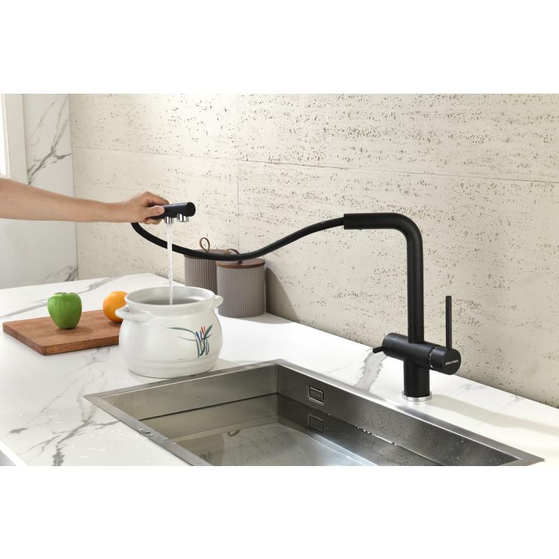 Смеситель для кухни Paulmark Serpentine Se213222-418 Черный металлик