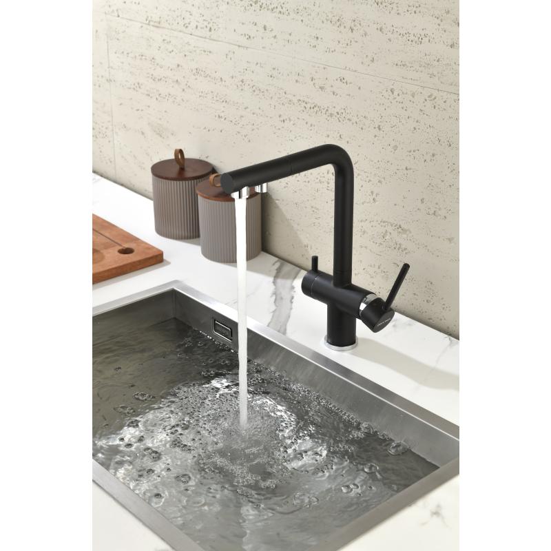 Смеситель для кухни Paulmark Serpentine Se213222-418 Черный металлик