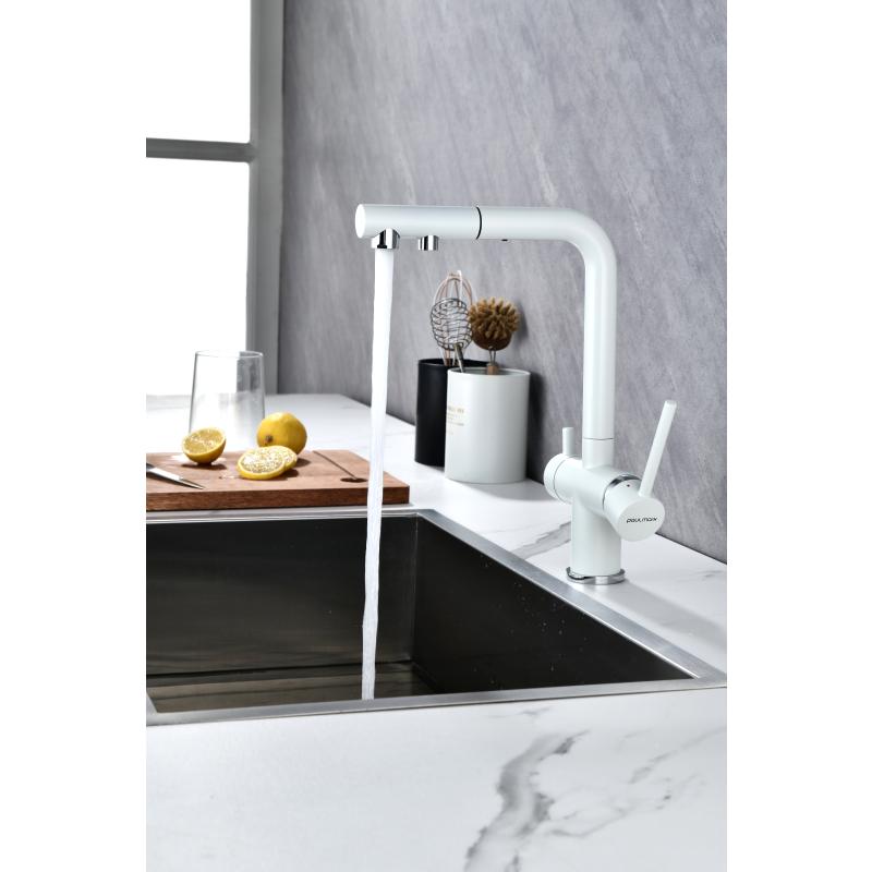 Смеситель для кухни Paulmark Serpentine Se213222-431 Белый матовый