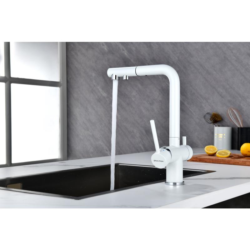 Смеситель для кухни Paulmark Serpentine Se213222-431 Белый матовый