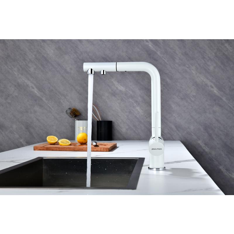 Смеситель для кухни Paulmark Serpentine Se213222-431 Белый матовый