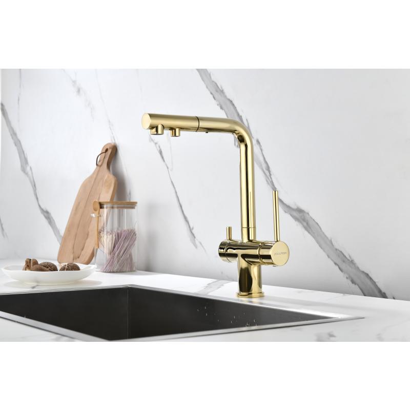 Смеситель для кухни Paulmark Serpentine Se213222-G Золото