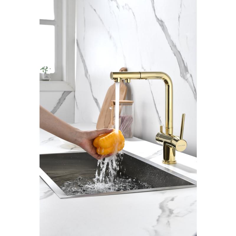 Смеситель для кухни Paulmark Serpentine Se213222-G Золото