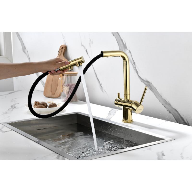 Смеситель для кухни Paulmark Serpentine Se213222-G Золото