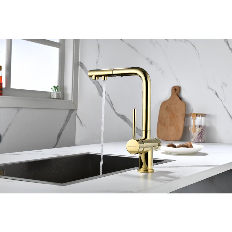 Смеситель для кухни Paulmark Serpentine Se213222-G Золото