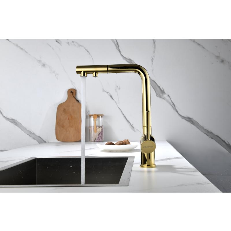 Смеситель для кухни Paulmark Serpentine Se213222-G Золото