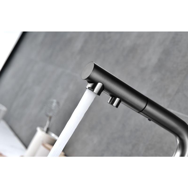 Смеситель для кухни Paulmark Serpentine Se213222-GM Вороненая сталь