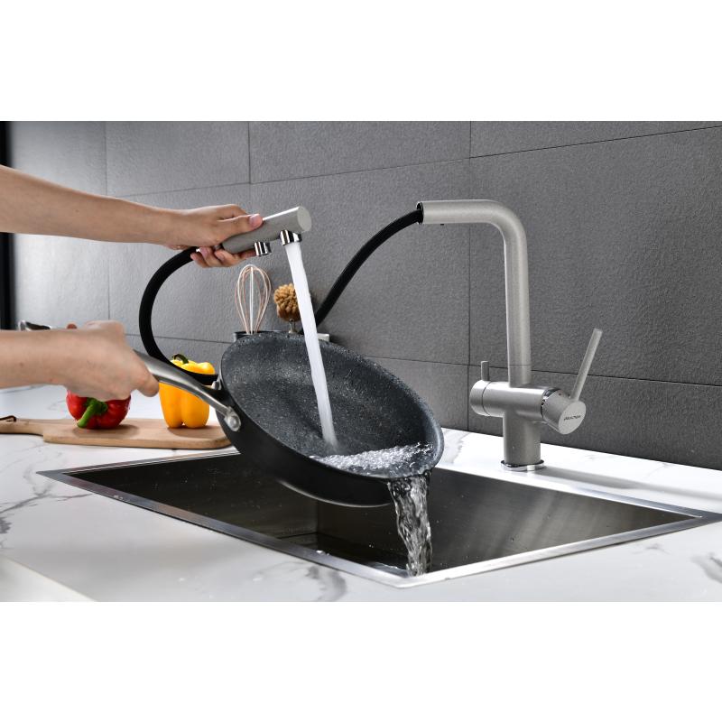 Смеситель для кухни Paulmark Serpentine Se213222-GR Серый