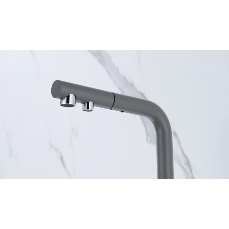 Смеситель для кухни Paulmark Serpentine Se213222-GRM Серый металлик