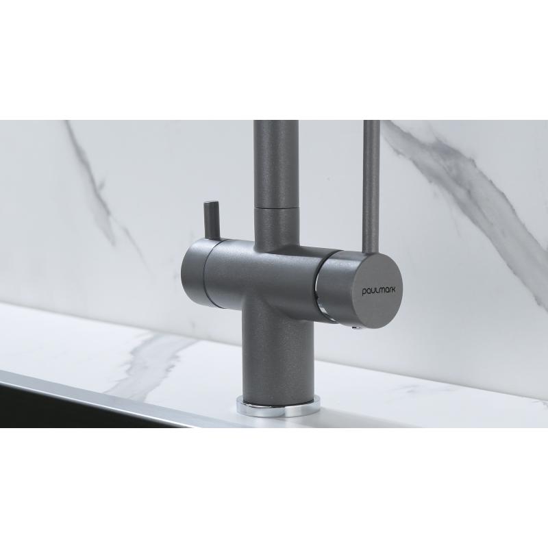 Смеситель для кухни Paulmark Serpentine Se213222-GRM Серый металлик