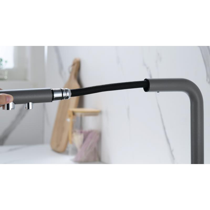 Смеситель для кухни Paulmark Serpentine Se213222-GRM Серый металлик